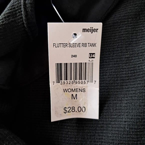Grace + Karma Flutter Sleeve Ribbed Tank Top Black Women’s Size Medium NWT - Picture 5 of 6